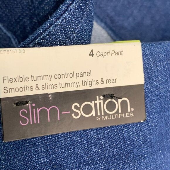 SlimSation Capri Pants 4 Jean Style Tummy Control Pull on Inseam 20.5" New NWT - Picture 10 of 10